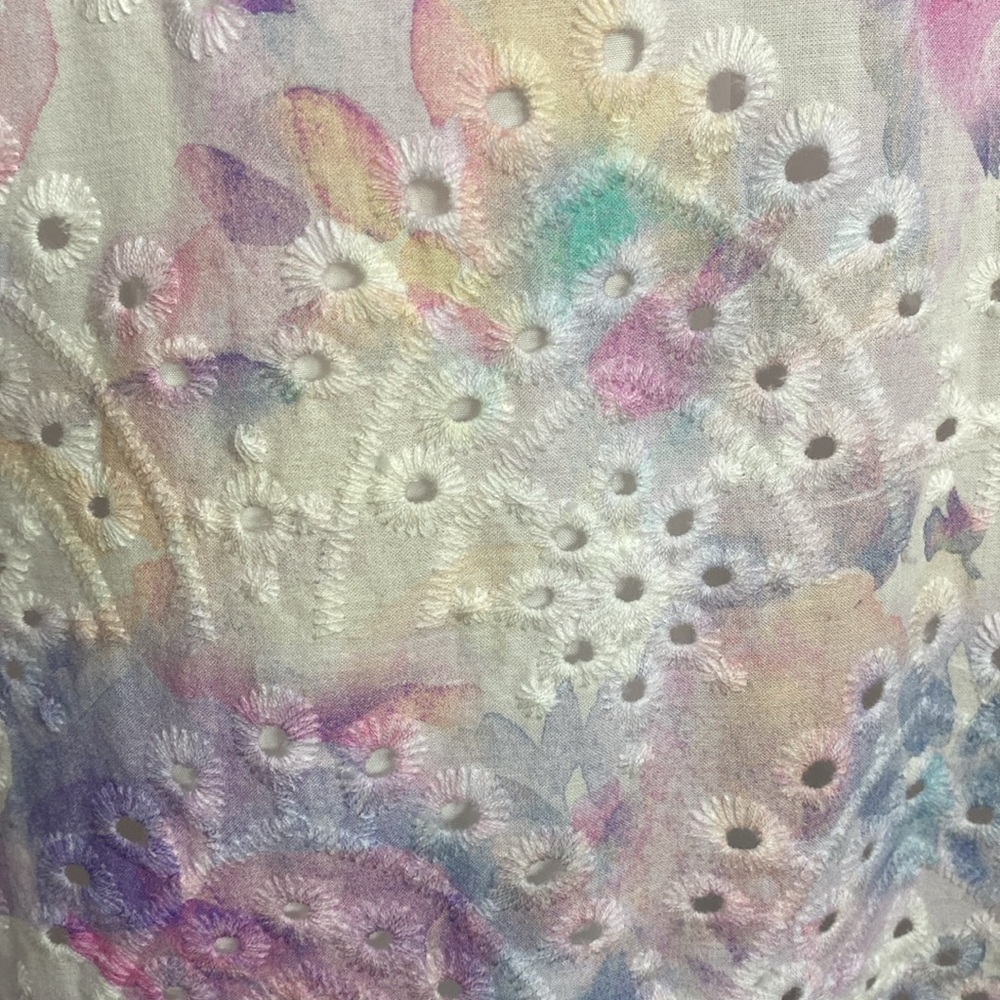 Adyson Parker Large Eyelet Watercolor Boho Midi Dress Cottagecore - Picture 6 of 15